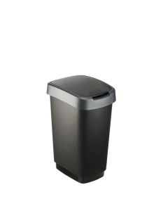 Rotho - afvalbak - 10 liter - twist dark silver