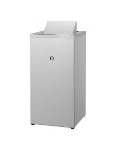 Qbic-line - afvalbak - gesloten - 30 liter, rvs mat geslepen