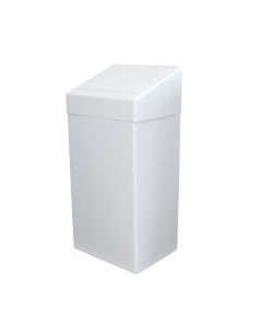 Afvalbak - 50 liter - met klepdeksel - staal wit gemoffeld