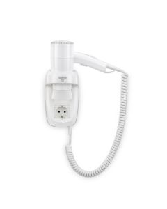 Wandhaardroger wit + spiraalsnoer, Premium Smart 1200 socket