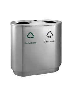 Recycling afvalbak - indoor - 2 x 41 liter, mat rvs