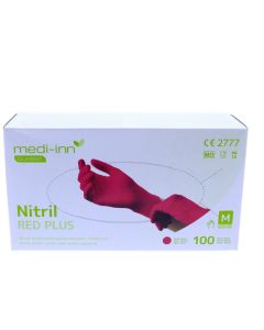 Handschoen Nitril Ongepoederd, rood - 100 st. p/ds, Maat M