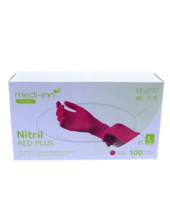 Handschoen Nitril Ongepoederd, rood - 100 st. p/ds, Maat L