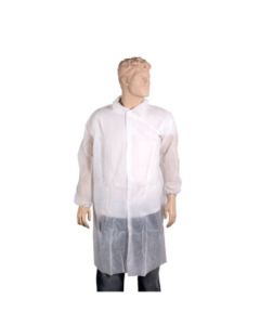 Bezoekersjas PP, wit + drukknoop - 50 st. p/ds, Maat XXXL