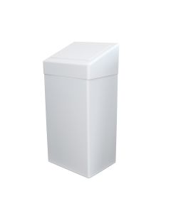 Afvalbak - 50 liter - met klepdeksel - staal wit gemoffeld