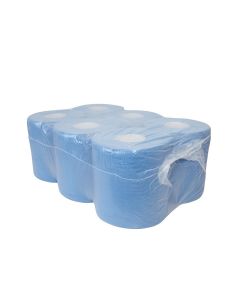 Poetsrol - Midi - 2-laags -blauw 140 meter 6 x 1 rol per pak