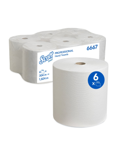 Scott® - Handdoekrol  wit 1-laags tissue - 6 rol à 304 meter