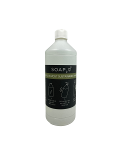 Navulbare literfles met klepdop en label Soap2o